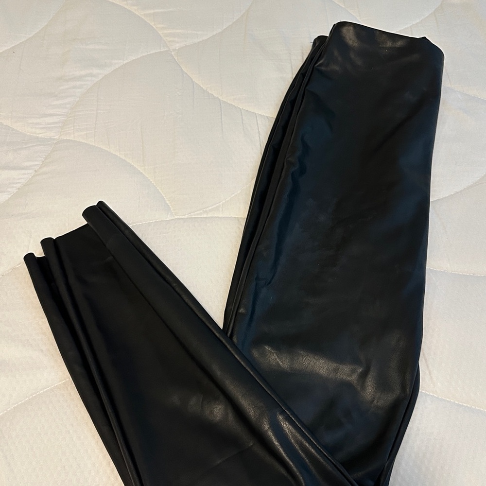 Forever 21 Black Faux Leather Pants fleece lined